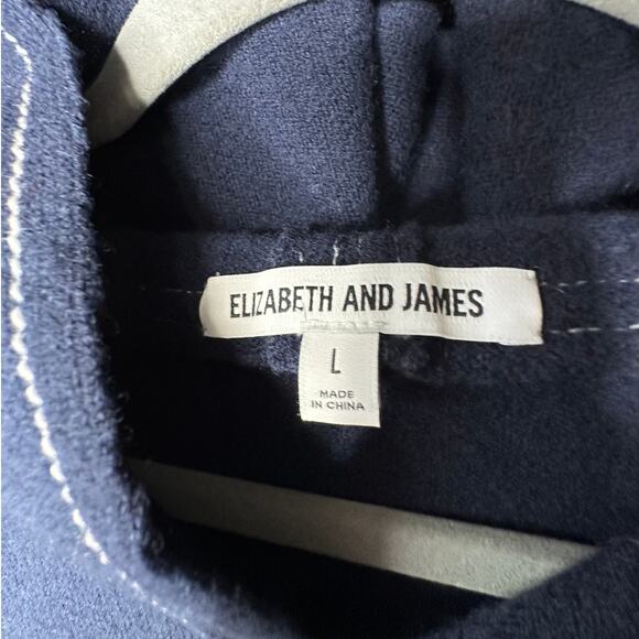Elizabeth and James Navy with White Stitch Long Sleeve Hooded Sweater L - Picture 6 of 15